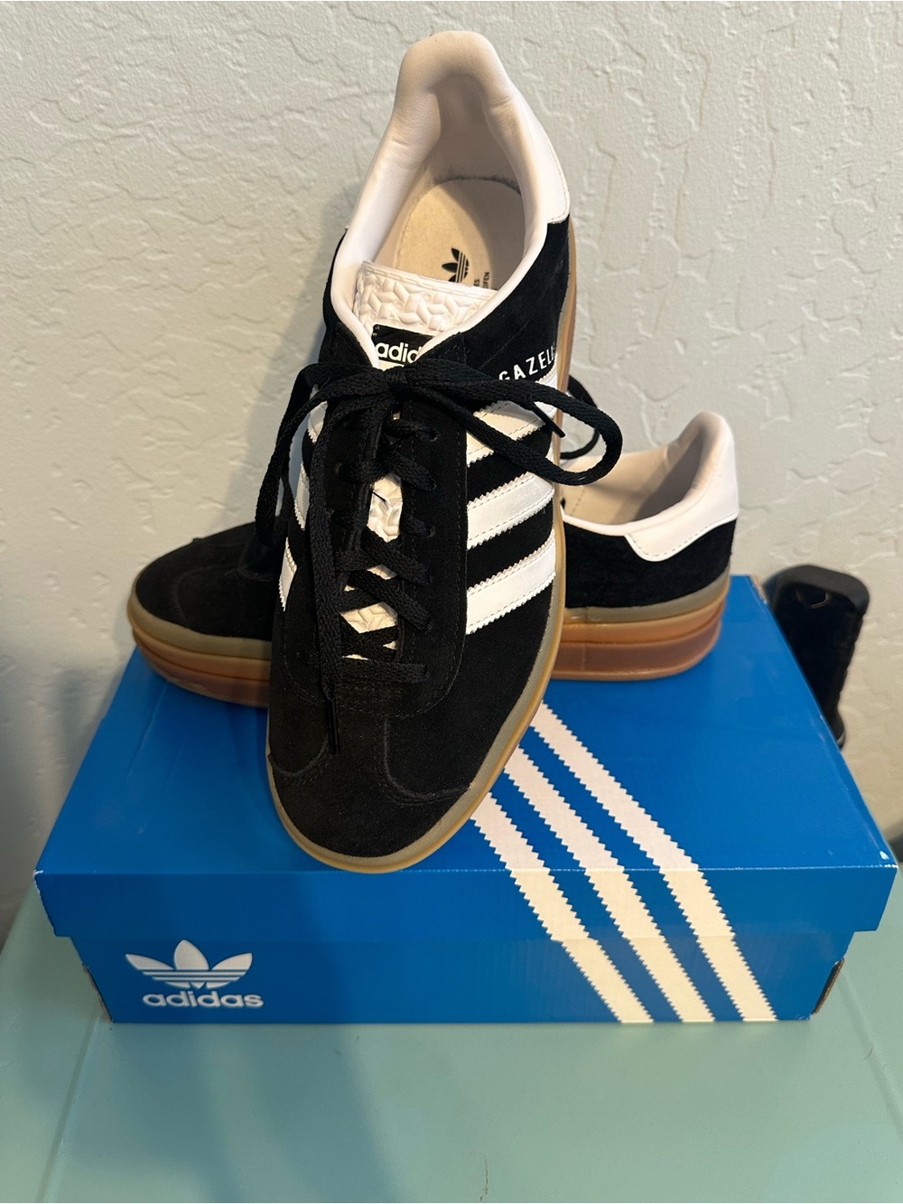 adidas Gazelle Black White Gum Suede Sneakers